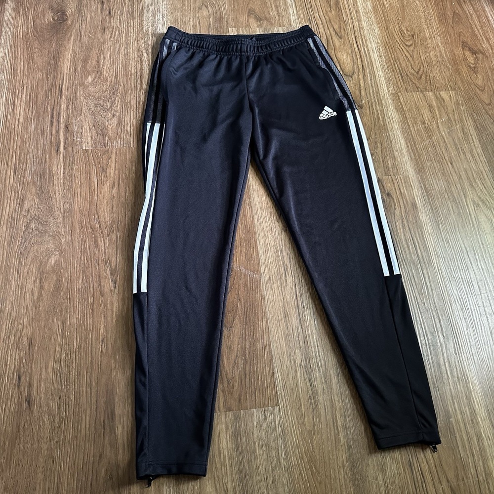 Adidas Jogger Pants Men's Size Medium Black Prime Green Aeroready Ankle Zip